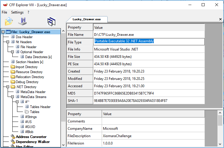 Identification with CFF Explorer