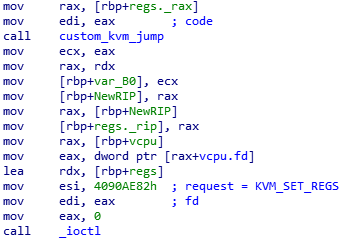 kvm set regs