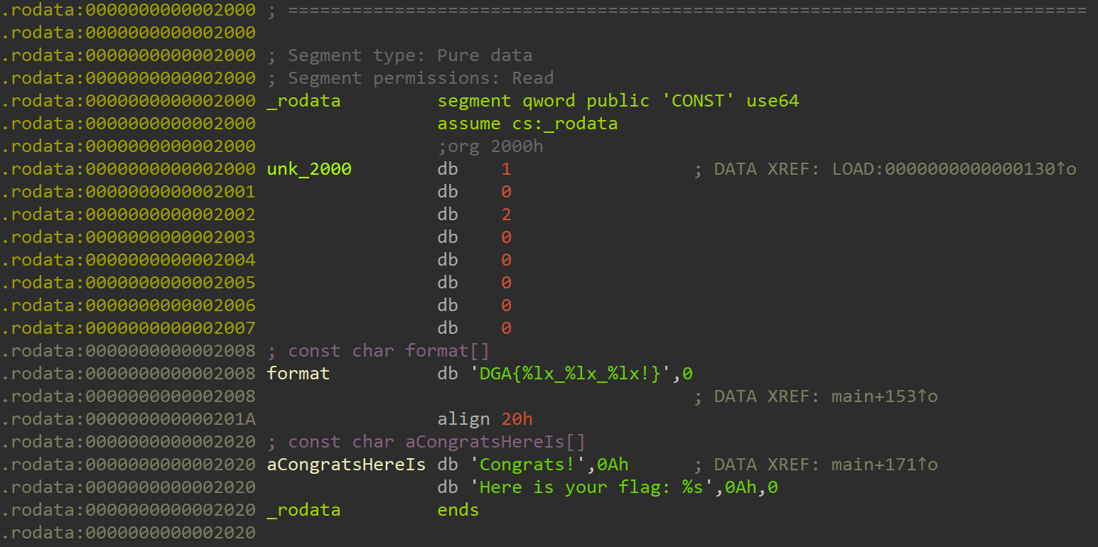 .rodata segment data